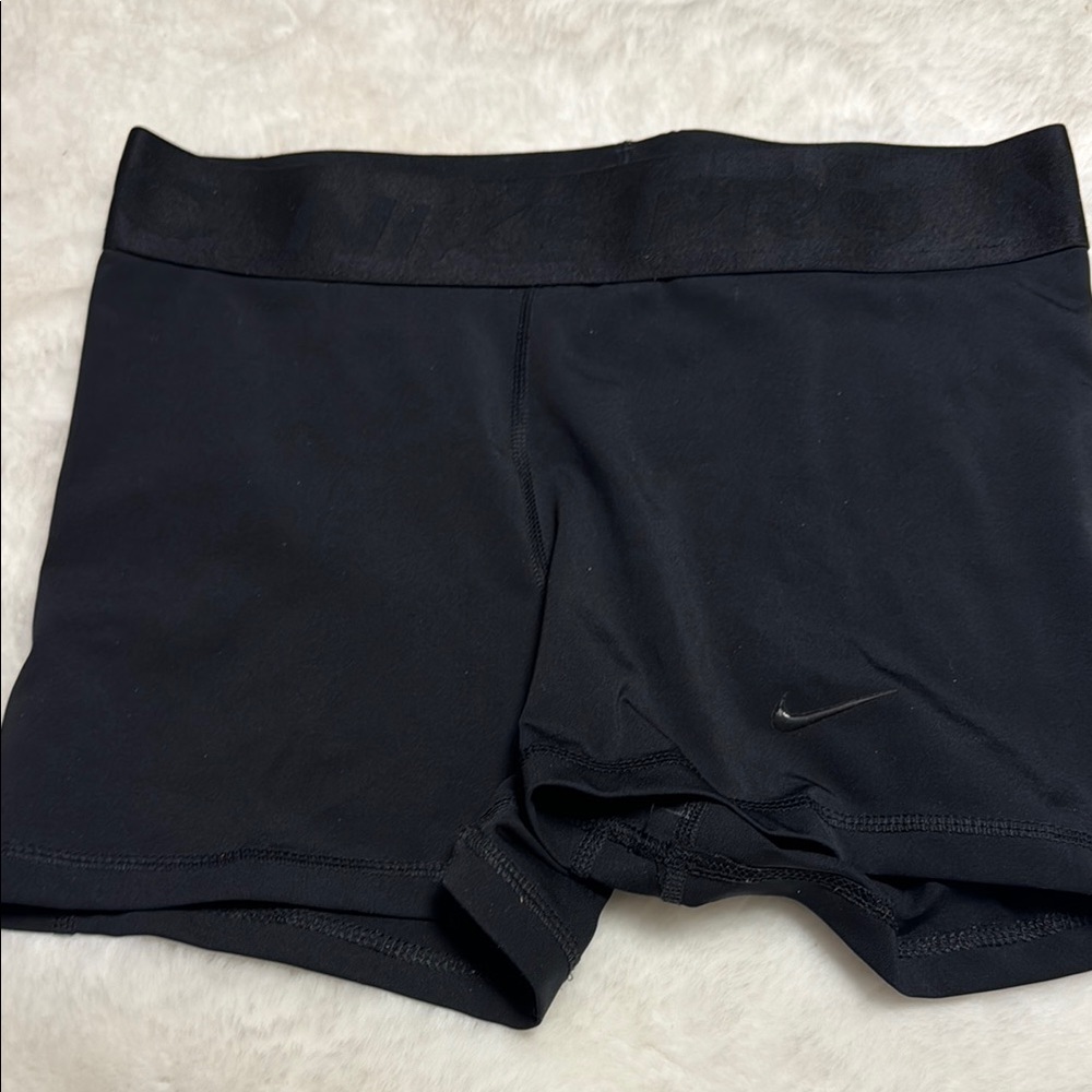 Nike pro Black Athletic Shorts with Wide Waistband and Form-Fitting Design